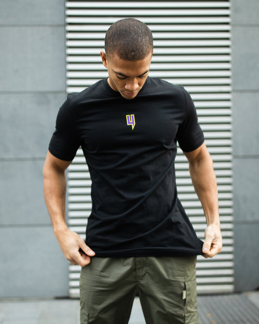 Y LOGO TEE BLACK PURPLE YELLOW