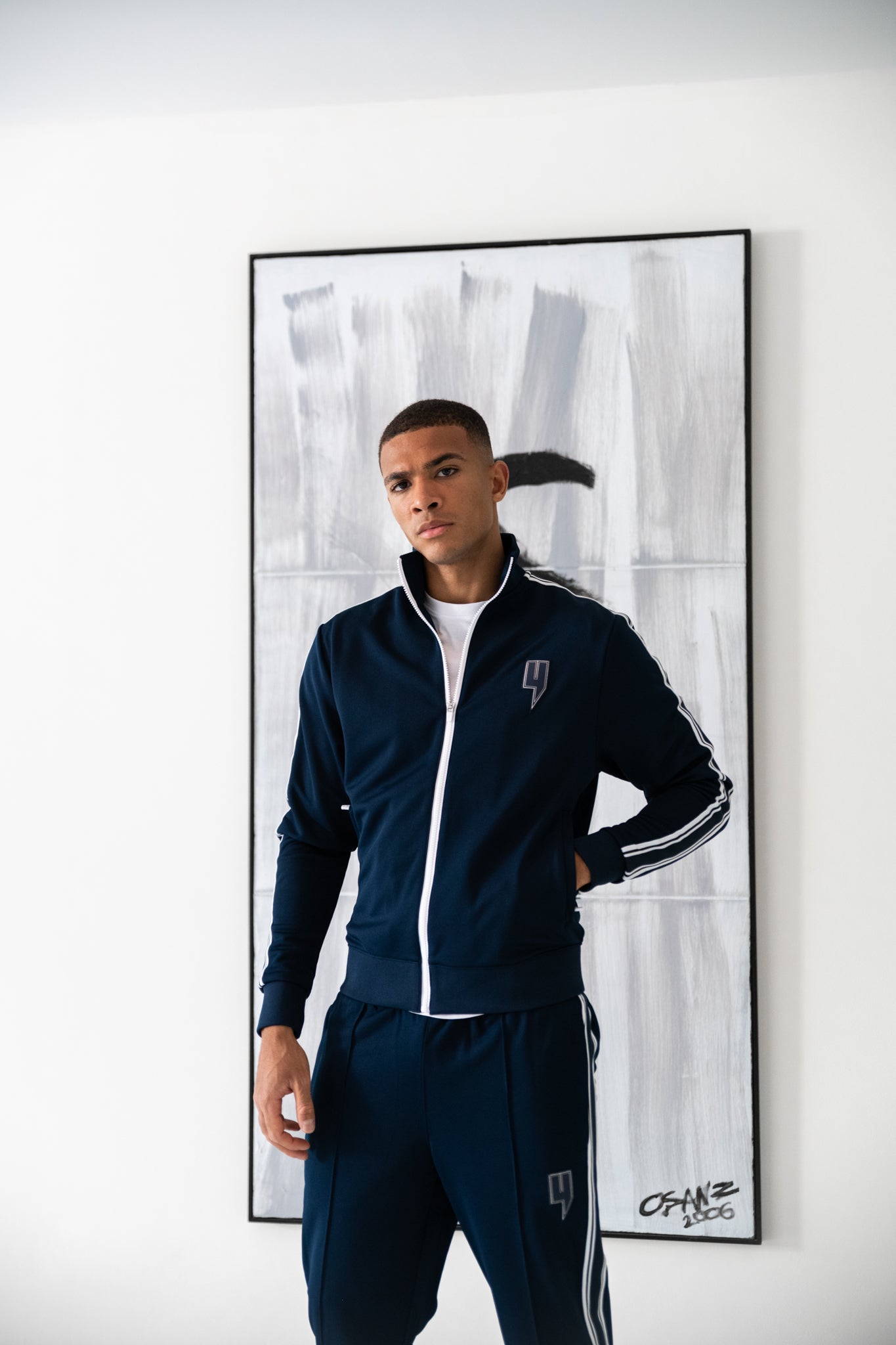 TRACK TOP SIDE STRIPE NAVY