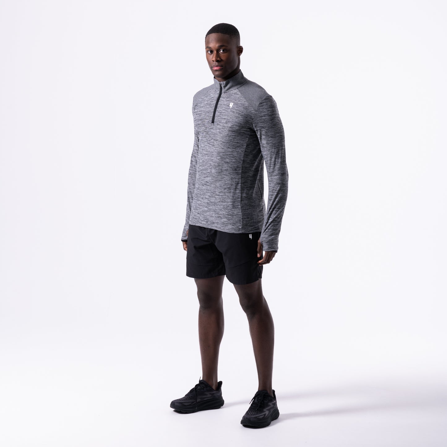 PERFORMANCE 1/2 ZIP TOP GREY MARL